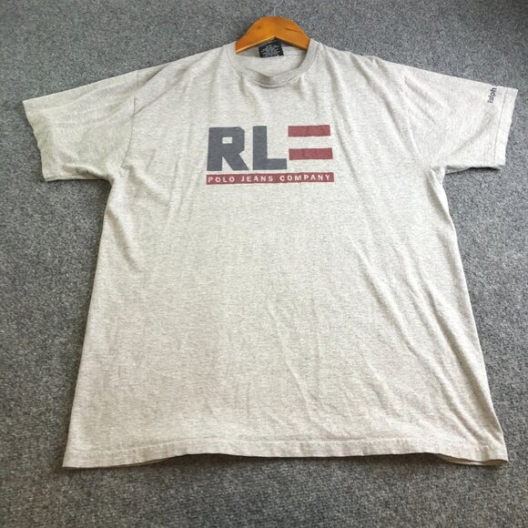 Vintage Polo Jeans Ralph Lauren Shirt Mens Medium Gray Short Sleeve Logo 90s Y2K - Picture 2 of 8